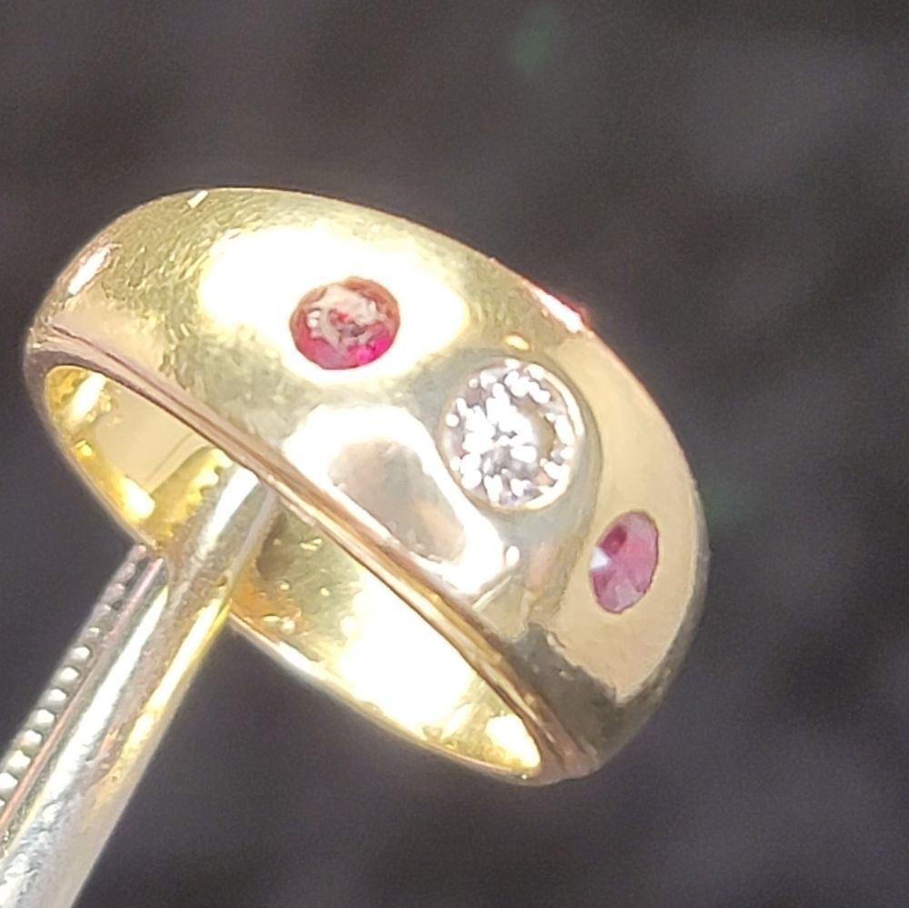 Marked ~ 14k GOLD ~ Natural Diamond 💎 & 2 Nice (Natural ?) Rubies ~ 5 grams Tot - Picture 10 of 16
